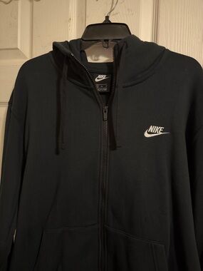 Nike Black Full-Zip Hoodie with White Logo